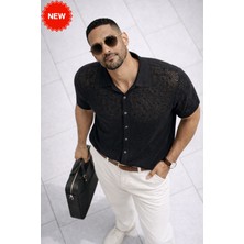 SiFu Tekstil Erkek Polo Yaka Ajurlu Triko Tişört Yazlık Örgü Düğmeli Modern Triko