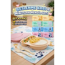 M&H 3 Bölmeli Beslenme Seti: 1 Adet Yemek Kabı + 8 Adet Islak Mendil