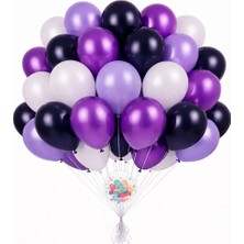 Joyane Kuromi Konsept Mor Lacivert Balon Seti 24’lü Lila Beyaz Doğum Günü Parti Süsü