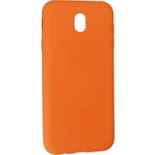 Gray Line Gry  Samsung Galaxy J7 Pro / J730 Kılıf Nano Içi Kadife Silikon - Turuncu Nel1