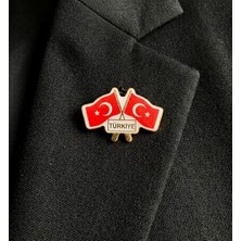 Vatan Ikili Bayraklı Türk Bayrağı Türkiye Yaka Rozeti - 2 Adet