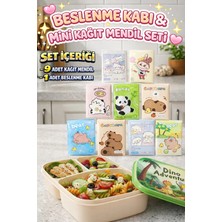 M&H 3 Bölmeli Beslenme Seti: 1 Adet Yemek Kabı ve 9 Adet Kağıt Mendil