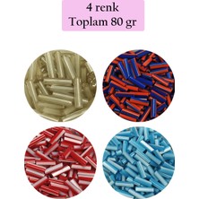 Esranın Dünyası Uzun Boru Kesme Boncuk Çap 2mm Uzunluk 10 mm - 4 Renk - Toplam 80 Gram - BNC429