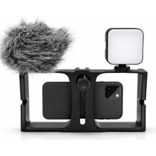 CoverZone PU3007-V | 4in1 Tam Set, Cep Telefonu Için Tutucu Kafes, Canlı Yayın Vlog, Kick, Youtubes Için Mini Taşınabilir Panel, Kıskaçlı Telefon Tutucu, Youtube ve Yayıncı Telefon Sabitleyici