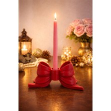 Dekoratif Fiyonklu Mumluk Kırmızı