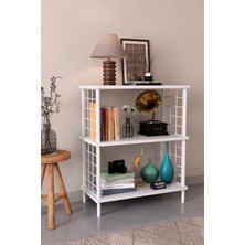 Barin Design 3 Raflı Çevir Tak Beyaz Telli Metal Gövdeli Çok Amaçlı Salon Rafı ve Kitaplık Salon Organizeri