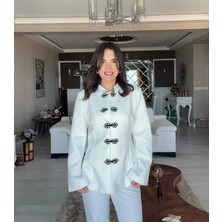 Flora Düğme Detaylı Napolyon Ceket Pantolon Takım - Beyaz
