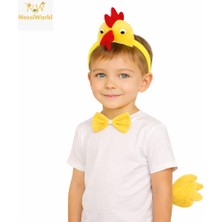 Gray Line Gry Çocuk Horoz Tavuk Kostüm Seti 3 Parça (Taç + Papyon + Kuyruk) Nel1
