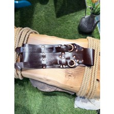 Yılday Gür Butik Phoebe El Yapımı Çift Kayışlı Hakiki Deri Bohem Korse Kemer - Standart Beden