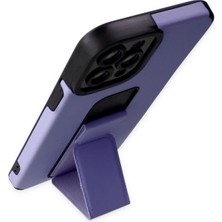 Gray Line Gry  iPhone 12 Pro Max Kılıf Mega Standlı Silikon - Lila Nel1