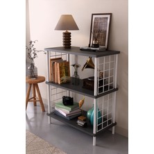 Barin Design 3 Raflı Çevir Tak Beyaz Telli Metal Gövdeli Çok Amaçlı Salon Rafı ve Kitaplık Salon Organizeri