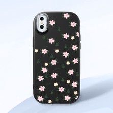 HONTINGA iPhone x ile Uyumlu Kılıfı Kamera Korumalı Düşüme Önleyici Basitlik Siyah Yumuşak Silikon Telefon Kılıfı Çiçek Desenli K4-0234