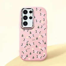 HONTINGA Samsung Galaxy S23 Ultra ile Uyumlu Kılıfı Kamera Korumalı Düşüme Önleyici Basitlik Pembe Yumuşak Silikon Telefon Kılıfı Çiçek Desenli K4-0234