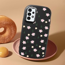 HONTINGA Samsung Galaxy A13 ile Uyumlu Kılıfı Kamera Korumalı Düşüme Önleyici Basitlik Siyah Yumuşak Silikon Telefon Kılıfı Çiçek Desenli K4-0234