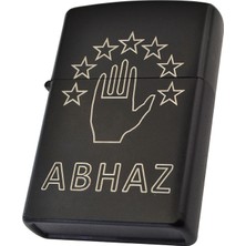 Anahtarlık Sepeti Benzinli Çakmak Abhaz Bayrak Figürlü - Siyah