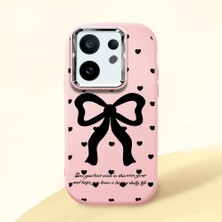 HONTINGA Vivo X200 Fe ile Uyumlu Kılıfı Kamera Korumalı Düşüme Önleyici Basitlik Pembe Yumuşak Silikon Telefon Kılıfı Fiyonk Desenli K4-0229