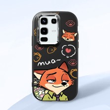 HONTINGA Infinix Note 50 Pro ile Uyumlu Kılıfı Kamera Korumalı Düşüme Önleyici Basitlik Siyah Yumuşak Silikon Telefon Kılıfı Tilki Desenli K4-0257