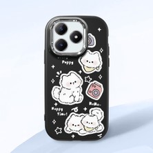 HONTINGA Realme Note 60 ile Uyumlu Kılıfı Kamera Korumalı Düşüme Önleyici Basitlik Siyah Yumuşak Silikon Telefon Kılıfı Kedi Desenli K4-0254