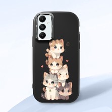 HONTINGA Samsung Galaxy A05S ile Uyumlu Kılıfı Kamera Korumalı Düşüme Önleyici Basitlik Siyah Yumuşak Silikon Telefon Kılıfı Şirin Kedi Desenli K4-0250