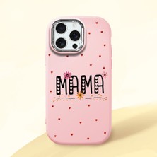 HONTINGA iPhone 16 Pro Max ile Uyumlu Kılıfı Kamera Korumalı Düşüme Önleyici Basitlik Pembe Yumuşak Silikon Telefon Kılıfı Mama Desenli K4-0241