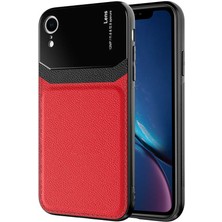 Ceponya iPhone Xr 6.1 Kılıf Deri Görünümlü Tasarım Sert Arka Kapak