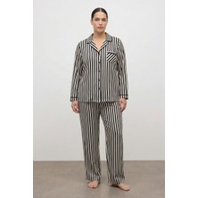 Myline Kontrast Biyeli Çizgili Pijama Takımı