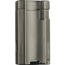 Quantoro Çift Torch Pürmüz Gümüş Metal Puro Çakmağı