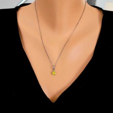 Nusret Takı 925 Ayar Gümüş Yuvarlak Küçük Boy Sarı Sitrin Taşlı Kolye