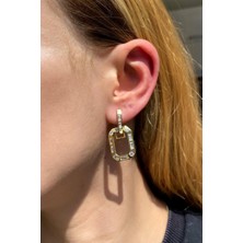 Spossy Silver Jewelry Sallantılı Dikdörtgen Küpe