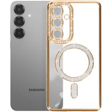 Gray Line Gry  Samsung Galaxy S26 Plus Joke Simli Magneticsafe Kılıf - Gold Nel1