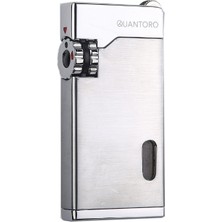 Quantoro Çift Torch Pürmüz Gümüş Metal Puro Çakmağı