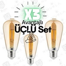 Grafen Rustik Ampül, Armut Model ST64, Dekoratif Ampül 3'lü set