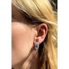 Spossy Silver Jewelry Baget Taşlı Halka Küpe