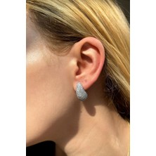 Spossy Silver Jewelry Büyük Boy Taşlı Damla Küpe