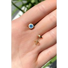 Spossy Silver Jewelry Yuvarlak Nazar  Minimal Küpe