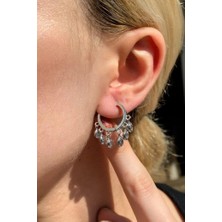 Spossy Silver Jewelry Taşlı Halka Küpe