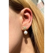 Spossy Silver Jewelry Incili Yıldız Küpe