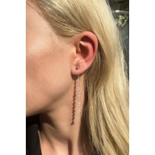 Spossy Silver Jewelry Taşlı Sallantılı Uzun Küpe