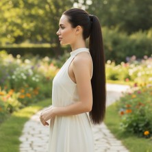 Lastik Tokalı At Kuyruğu Düz / Kızıl Kahve