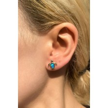 Spossy Silver Jewelry Opal Taşlı Kaplumbağa Küpe