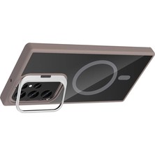 Gray Line Gry  Samsung Galaxy S23 Ultra Remim Lensli Magsafe Standlı Kapak - Titan Gri Nel1