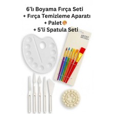 Desup Model 13 Parça Renkli Başlangıç Sanat Seti 6’lı Renkli Fırça Seti Palet 5’li Spatula Fırça Temizleyici