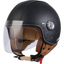 Sway Sw 701 Black Leather Yarım Kask Xl