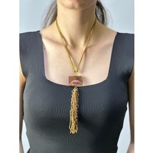 Gönülden Tasarım Kahverengi Püsküllü Kadın Kolye 22 cm