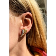 Spossy Silver Jewelry Taşlı Kanat Küpe