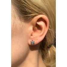 Spossy Silver Jewelry Opal Taşlı Kaplumbağa Küpe