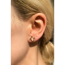 Spossy Silver Jewelry Opal Taşlı Kaplumbağa Küpe
