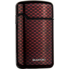 Quantoro Üç Torch Pürmüz Delicili Kırmızı Karbon Desenli Metal Puro Çakmağı