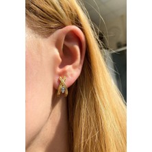 Spossy Silver Jewelry Çapraz Tasarım Küpe