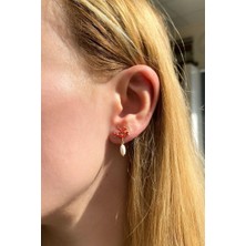 Spossy Silver Jewelry Incili Mercan Küpe